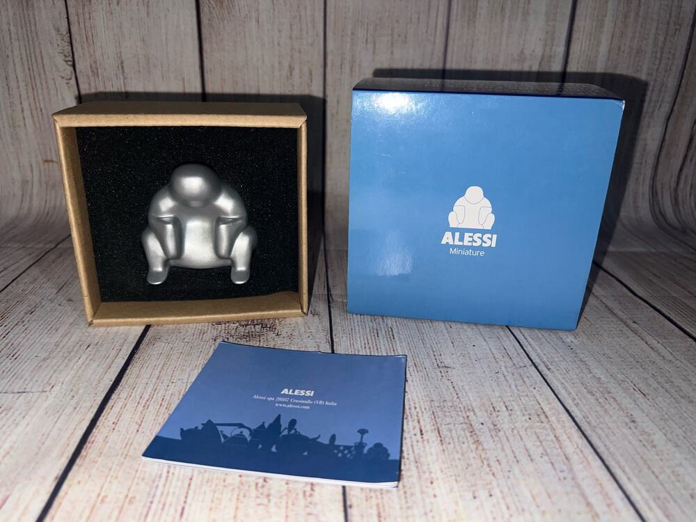 New Alessi Miniature Dede Chrome Silver Doorstopper Paper Weight Figurine